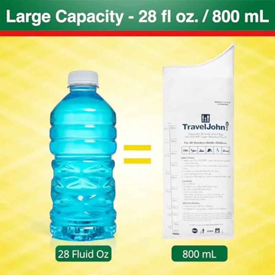 أكياس مبولة يمكن التخلص منها 28 أونصة 6 عبوات من أكياس البول المحمولة المقاومة للتسرب عديمة الرائحة للرجال والنساء الحل الأساسي للتخييم في حالات الطوارئ