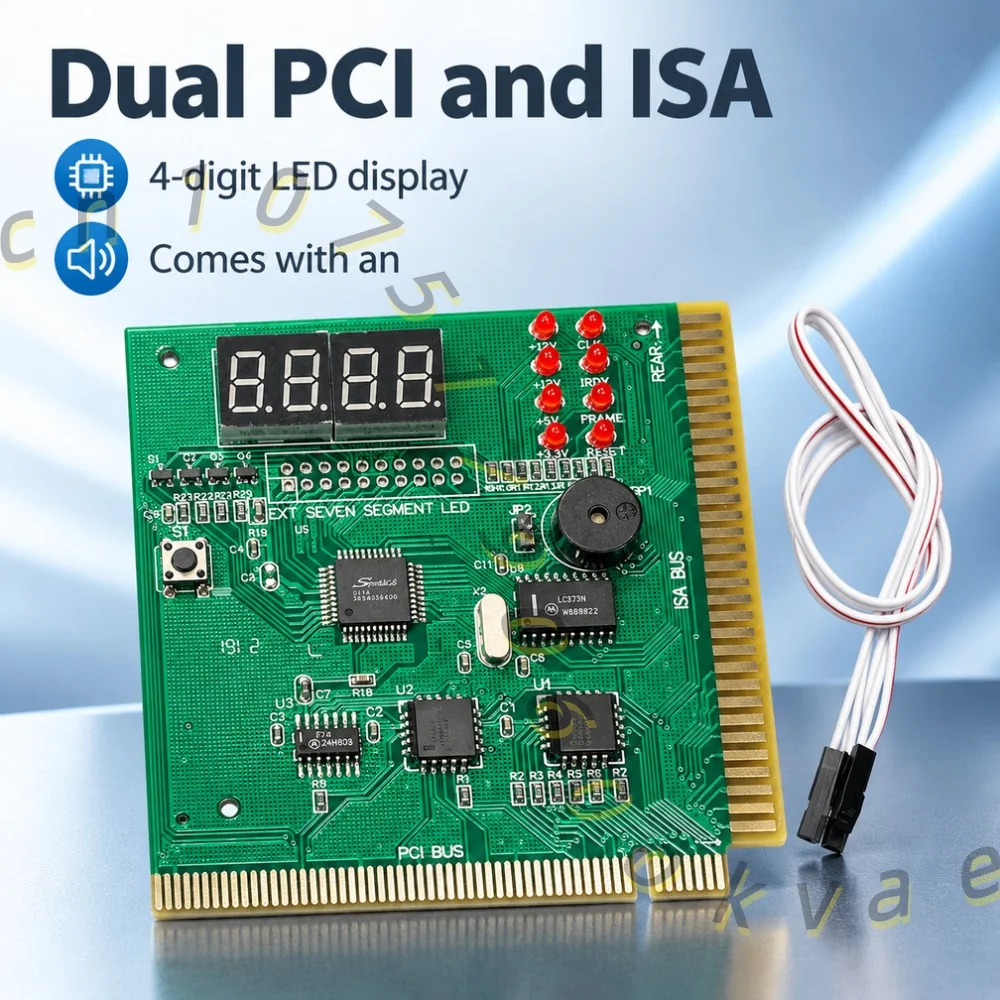 4 Digit PC Motherboard Diagnostic Card PCI ISA Bus POST Card Motherboard Fault Tester with LED Display and Manual