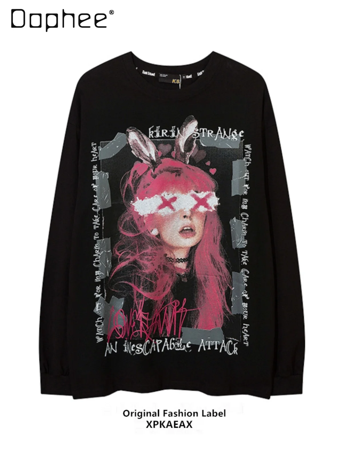 

Trendy Oversize Long Sleeve American Ins Style Sweatshirt High Street Round Neck Base Shirt Loose Hip Hop Top Streetwear Women