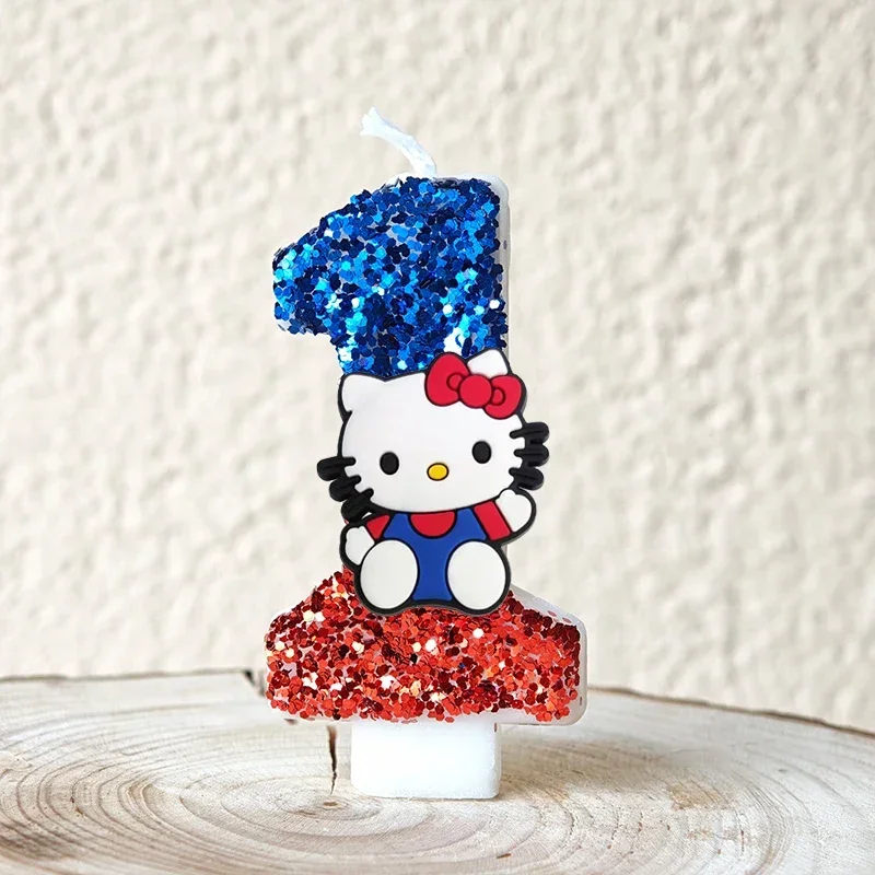 Niedliche Hello Kitty Glitzernde Farbverlauf-Zahlenkerze Kuchendekoration Süßes Thema Kindergeburtstags-Party-Zubehör Mädchen-Baby-Shower-Dekorationen – Detail 5