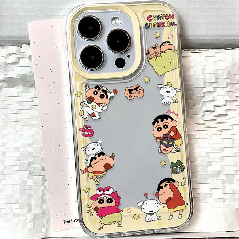 Japanese Cartoon Crayon Shin chan Lively Cute Phone Case For iPhone 16 15 14 13 12 11 Pro Max XR XS MAX 7 8 Plus Y2K Lucky Cover