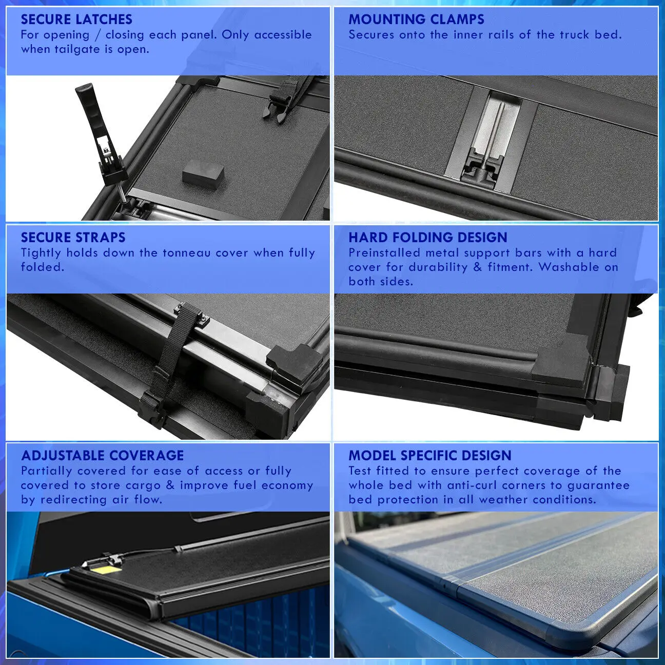 Dla Ford F150 F-150 6.5FT Truck Bed Pick up Truck Bed Cover Hard Tri Folding Aluminium Tonneau Cover