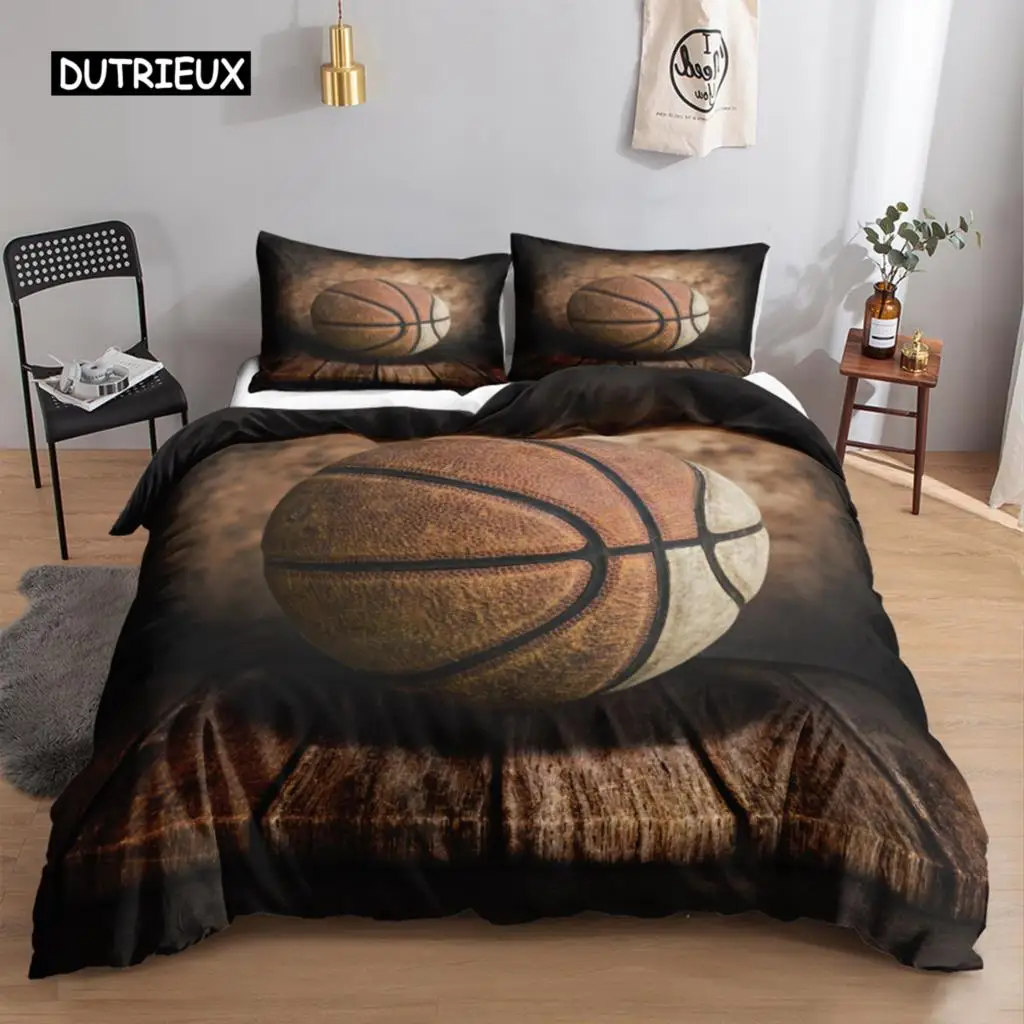 Basketball Duvet Cover Set Basketball Bedding Sets Full Sports Game Collections Duvet Cover for Kids Soft Polyester Qulit Cover