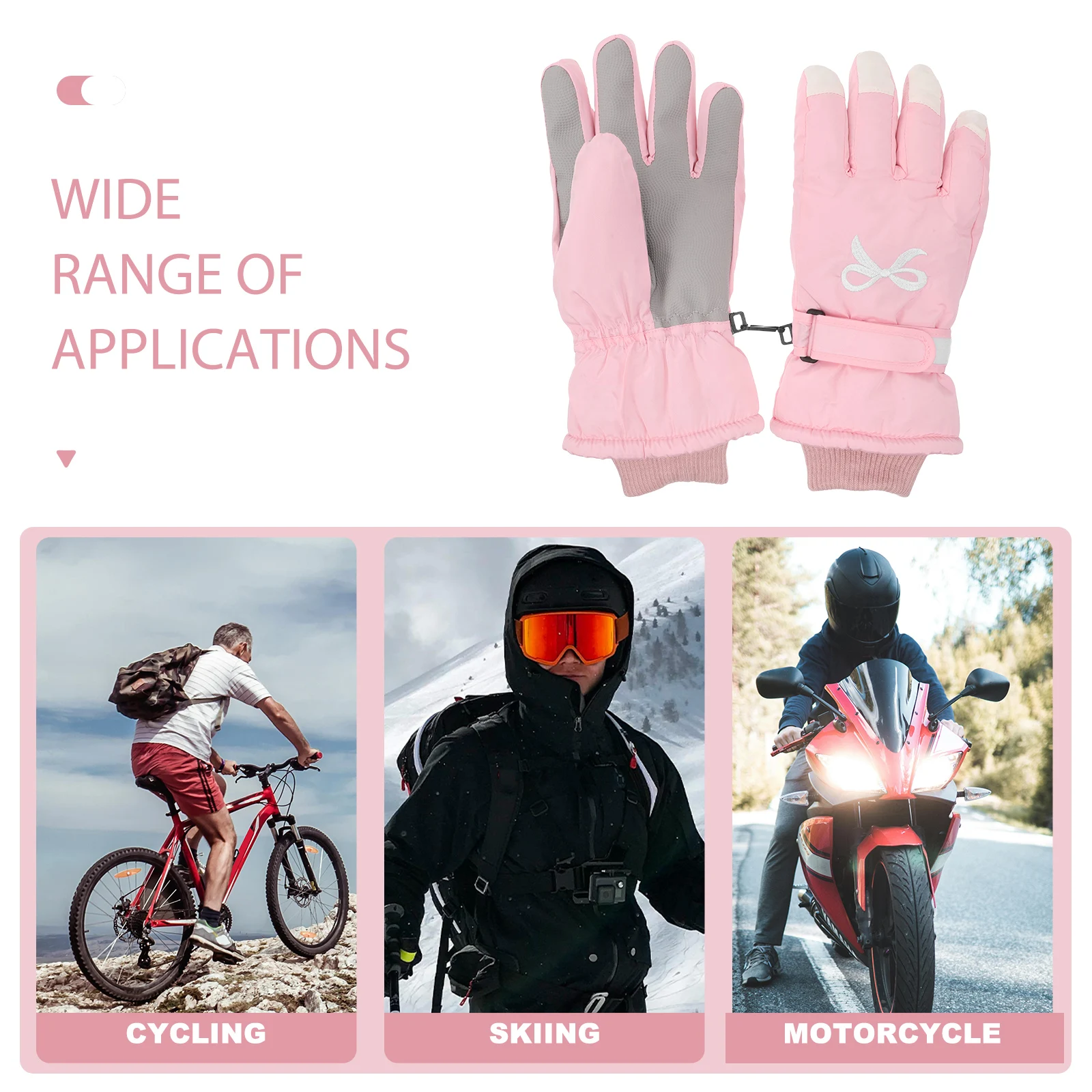 زوج واحد من قفازات معزولة مقاومة للرياح قفازات ركوب الدراجات الدافئة للتزلج على الجليد والطقس البارد والأنشطة الشتوية الخارجية #4
