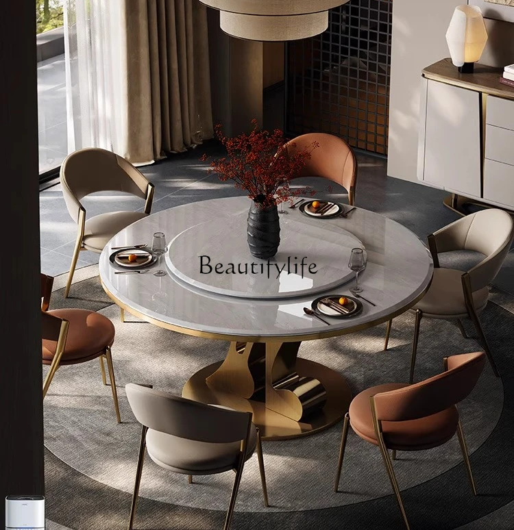 

Kari Ice Jade Dining Table Marble Round Table Light Luxury High-end Imported Luxury Stone