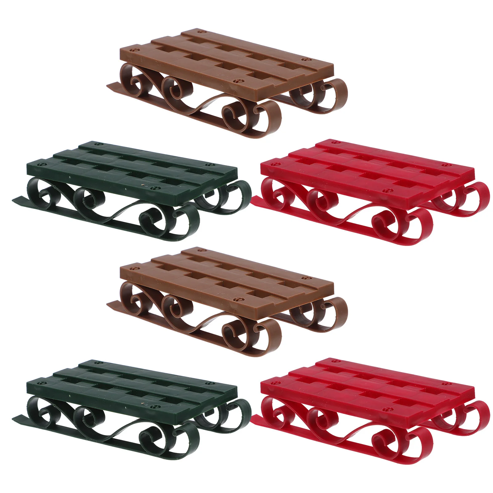 

6pcs Mini Christmas Sleigh Decor Wooden Holiday Sled Ornaments For Tabletop Desk Decorations Diy Craft Display Small Sleigh