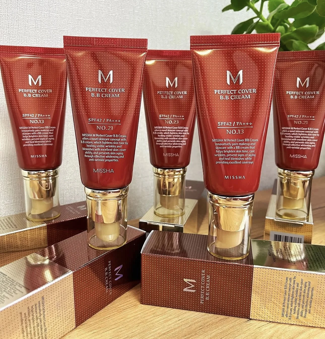 Base Líquida MISSHA Ivory White No.21 Cor Natural No.23, BB Cream M Perfect Cover, Corretivo Reparador de Cobertura Total