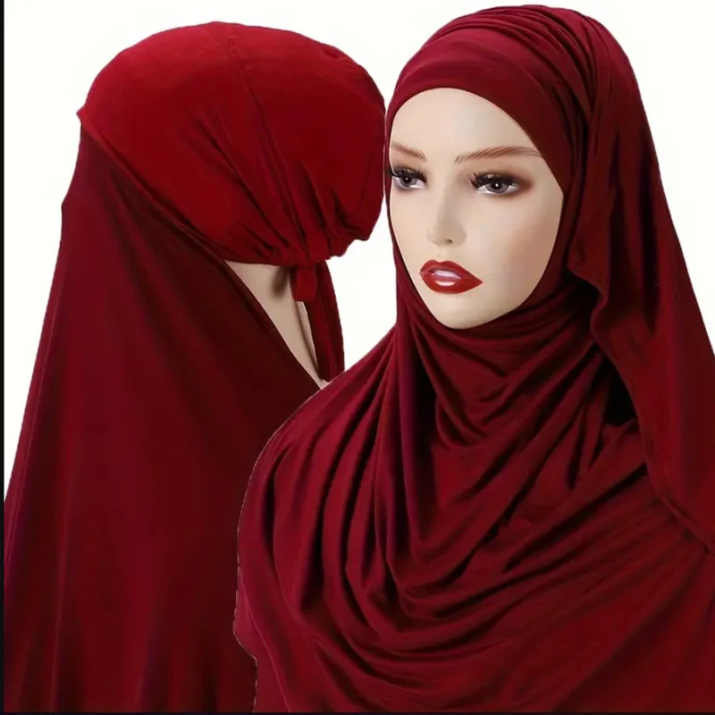 Instant Chiffon Hijab with Undercap Fashion Prayer Hijab for Women Head Wraps Under Scarf Caps Muslim Fashion Bandage