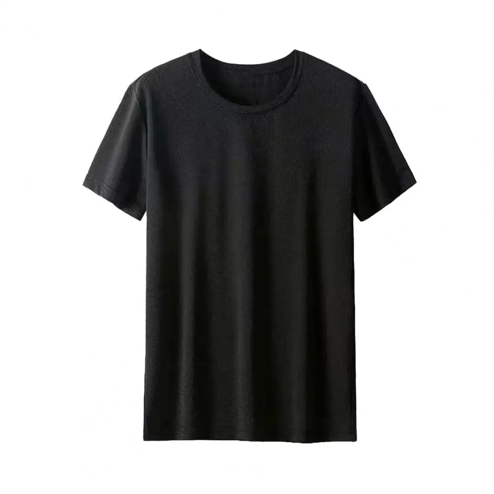 Men\'s Ice Silk Quick Dry Mesh T-shirt Summer Loose Sportswear Thin Breathable Short-sleeved Top Fitness Black Tops T-Shirts