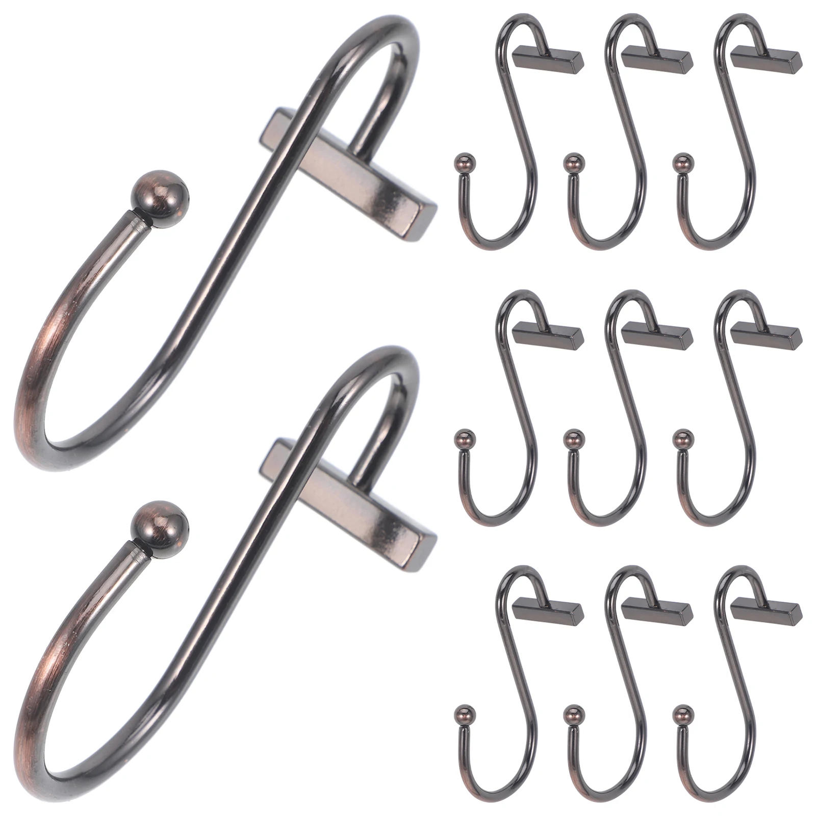 

12pcs Shower Curtain Hooks Metal Heavy Duty Ring for Bath Curtains Black Gold Adjustable Decorative Bathroom