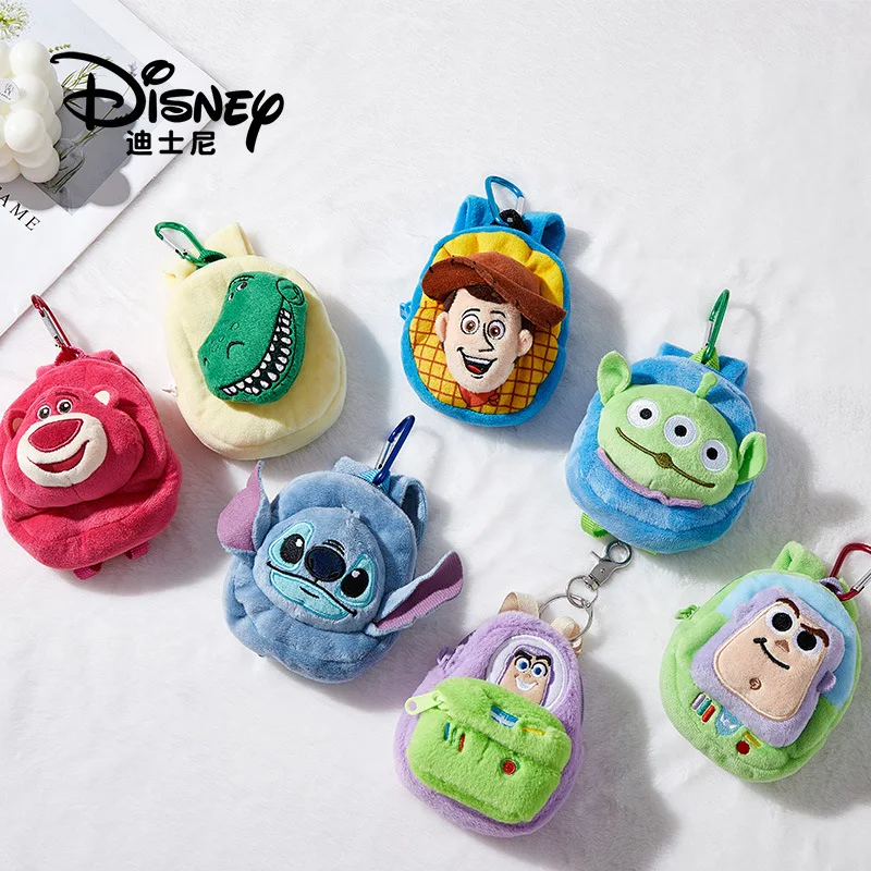 Disney Cute Cartoon Mini Coin Purse Key Lipstick Storage Strawberry Buzz Strawberry Bear Dragon Three-Eyed Boy Stuffed Toys Gift