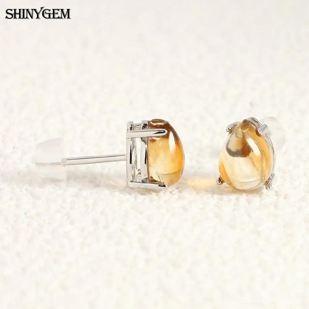 SHINYGEM النساء 925 فضة روز كوارتز وأقراط مع الزبرجد الأخضر الأحمر الفراولة كريستال سيترين الأذن مجوهرات