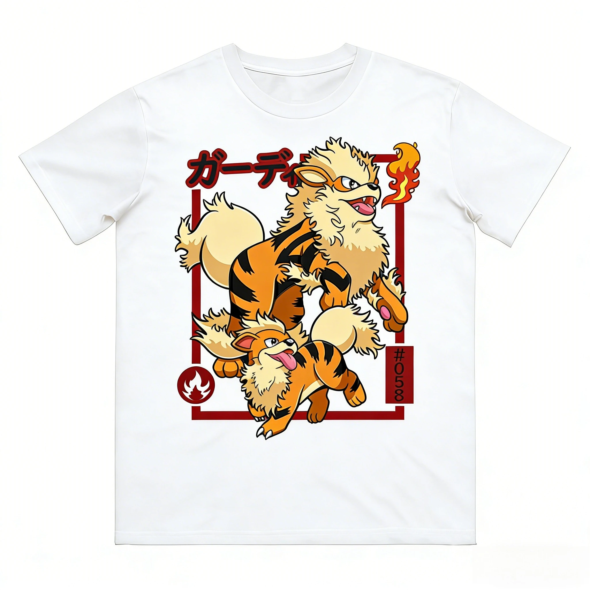 Pokémon Growlithe Evolution Printed T-shirt Men's and Women's T-shirt Men's Top Harajuku Y2K T-shirt 2026 Summer Tee Streetwear