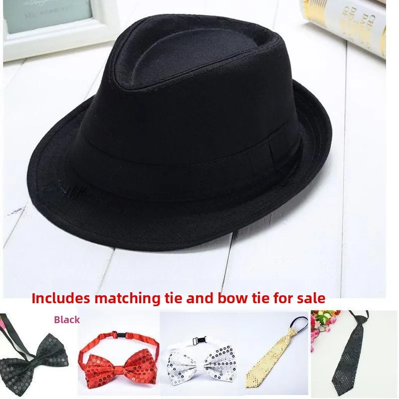 レトロ英国韓国スタイルジャズハット黒ボウラーステージパフォーマンス装飾大人子供ダンス小道具ファッションアクセサリー