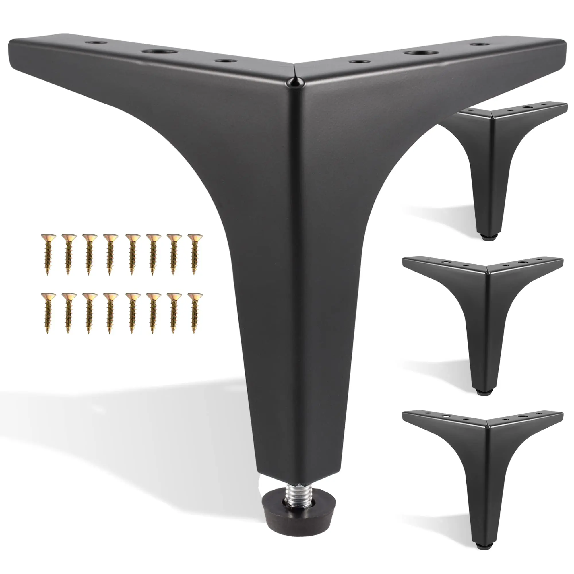 

7 Inch Black Metal Triangle Furniture Legs Set Of 4 With Mounting Screws For Tables Cabinets Sofas Chairs