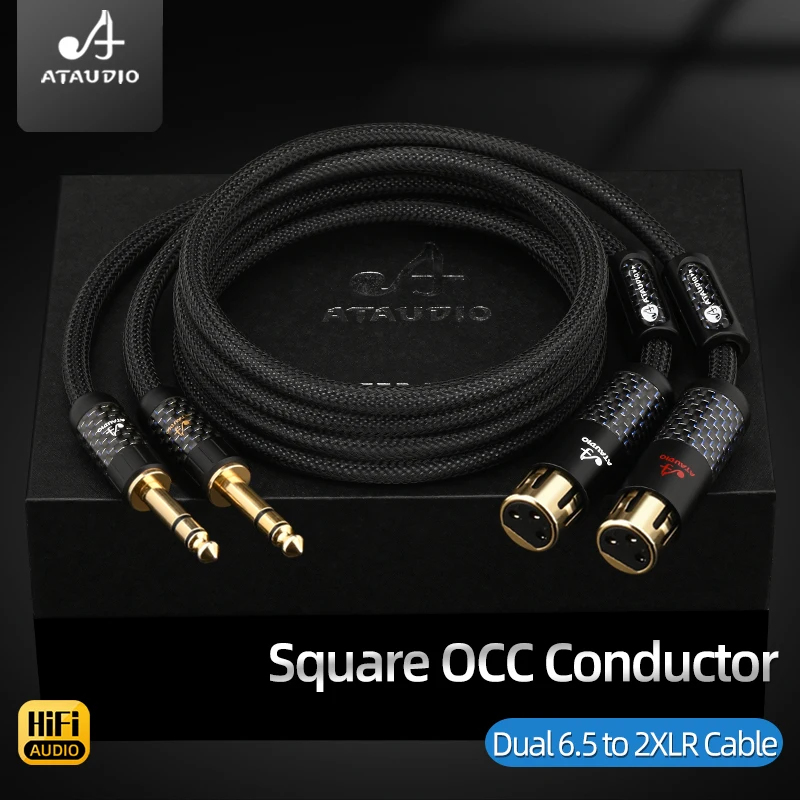ATAUDIO High‑Fidelity Dual 6.5mm TRS to 2XLR Balanced Audio Cable Square OCC Conductor for Audio Player Amplifier