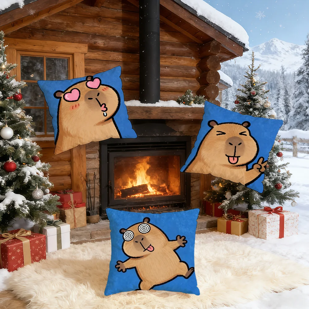 Capybara Cartoon Cute cushion cover Home Bedding Sofa living Room pillowcase Simple Soft Skin Cushion Cover Party Gift