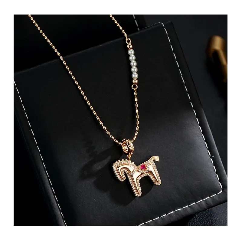 

[Duofu Pony] Niche Design Sense Natal Year Double-sided Two-wearing High-end Necklace Light Luxury Fashion Pony Necklace