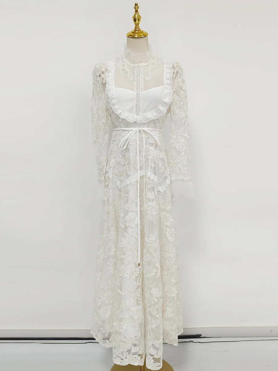 フレンチスタイル高級ドレス2025水溶性刺繍レースクラシックエレガントパーティープロムドレス