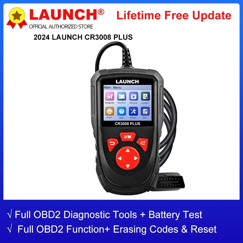 LAUNCH CR3008 PLUS Full OBD2 Scanner Diagnostic Tools Car OBD OBD2 Automotive Scanner Check Engine Battery Free Update Online