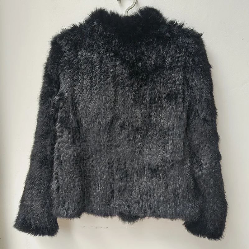 2025, Winter Frauen Rollkragen Warme Gestrickte Natürliche Pelzmantel Langarm Weibliche Warme Winter Echten Pelz Jacke Dicke Outwear