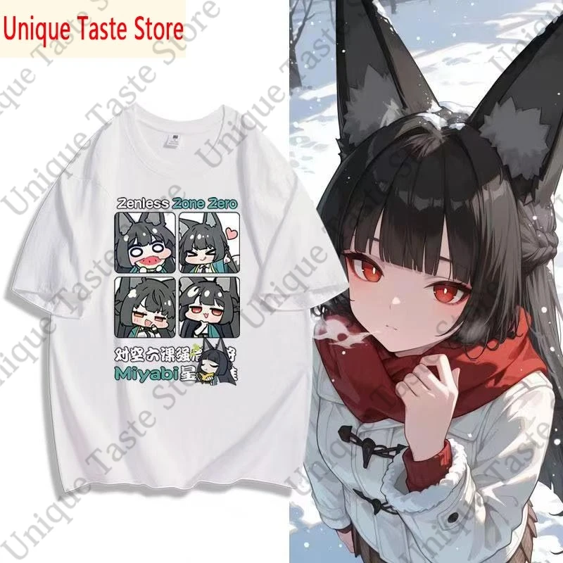 ‌Zenless Zone Zero T Shirt Hoshimi Miyabi Kawaii Cute Graphic T-shirt Cartoon Anime Women Men Summer Cotton Short Sleeve Tee Top