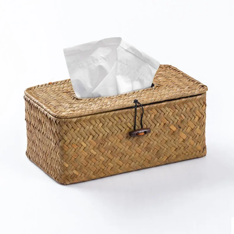 New Rattan Tissue Box Home Decoration Handmade Desktop Tissue Rattan Tissue Box For Barthroom,home,hotel And Office