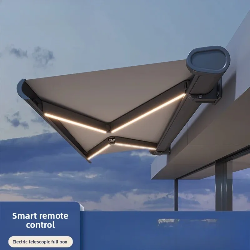 Electric sunshade canopy, telescopic remote control canopy, villa outdoor balcony courtyard intelligent automatic canopy