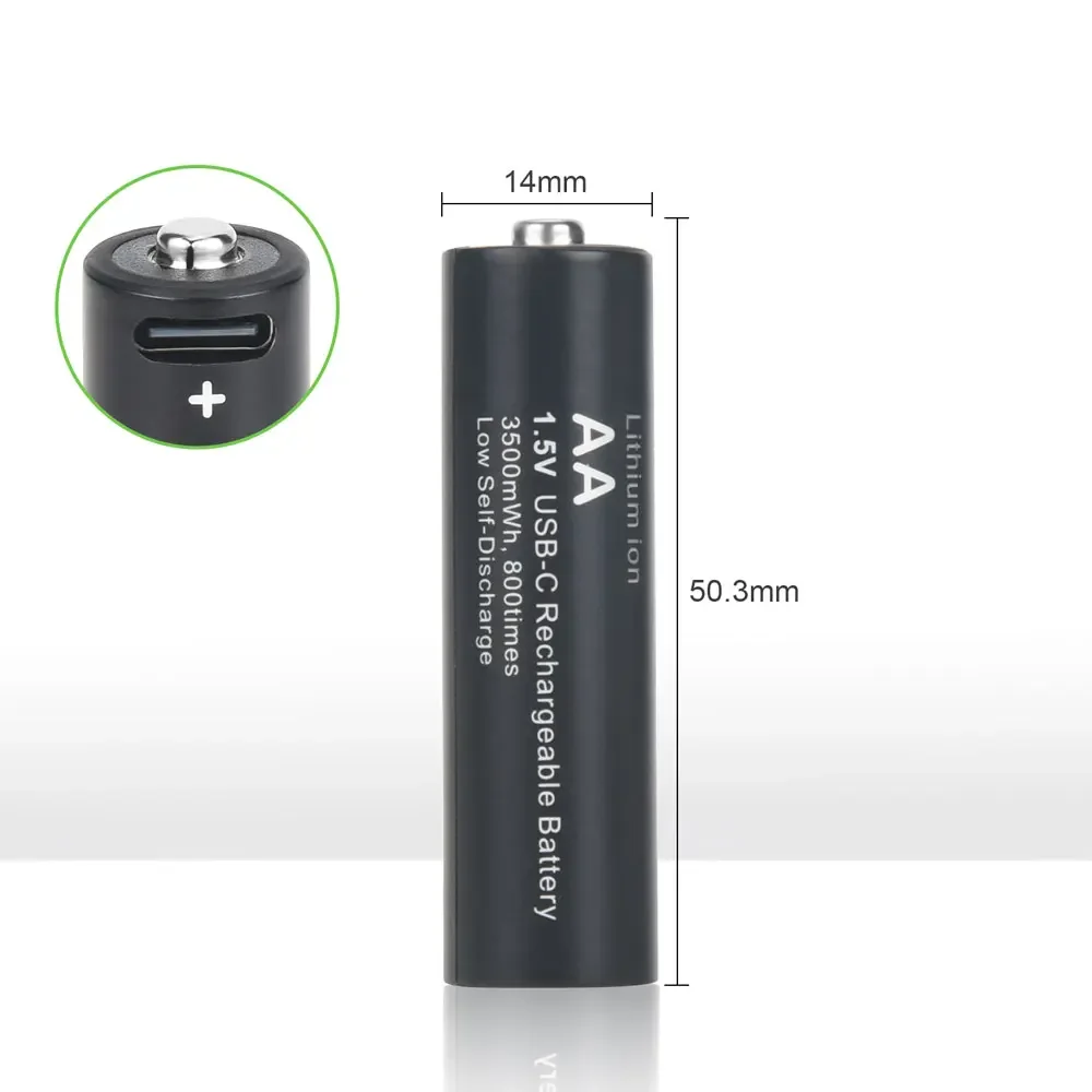 Soshine 1.5V AA 3500mWh USB Type-C Rechargeable Lithium Battery for Smart Door Lock Microphone Hunting Camera Remote Control