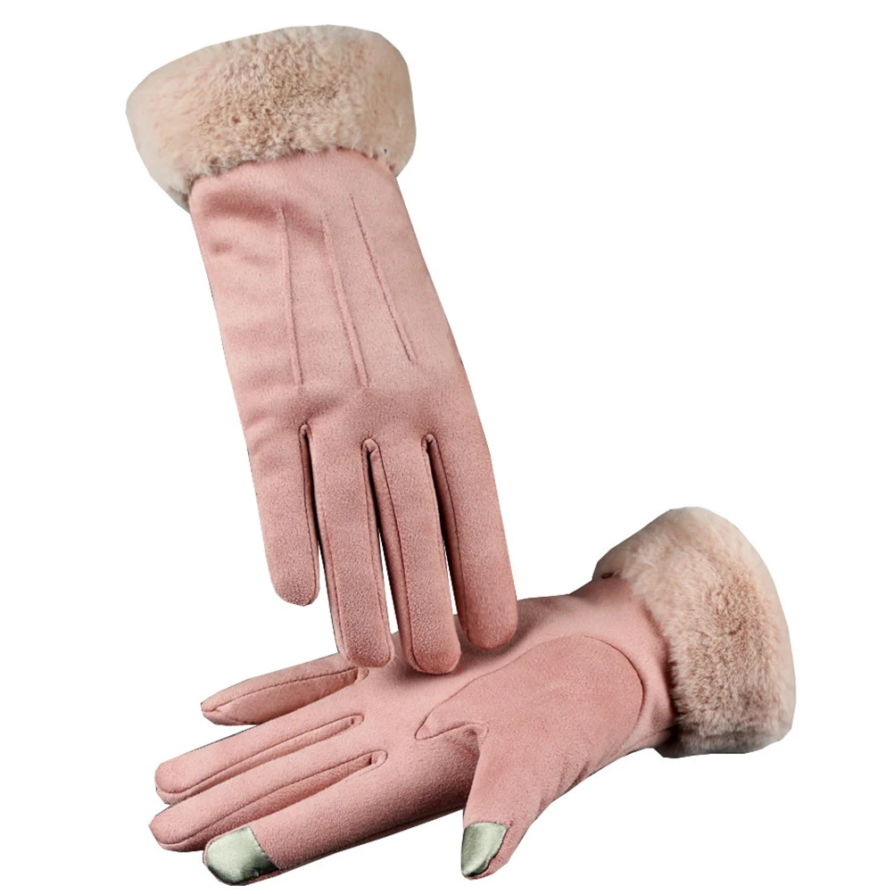 

Suede Gloves for Women Warm Winter Extra Fleece Stylish Touchscreen Comfort
