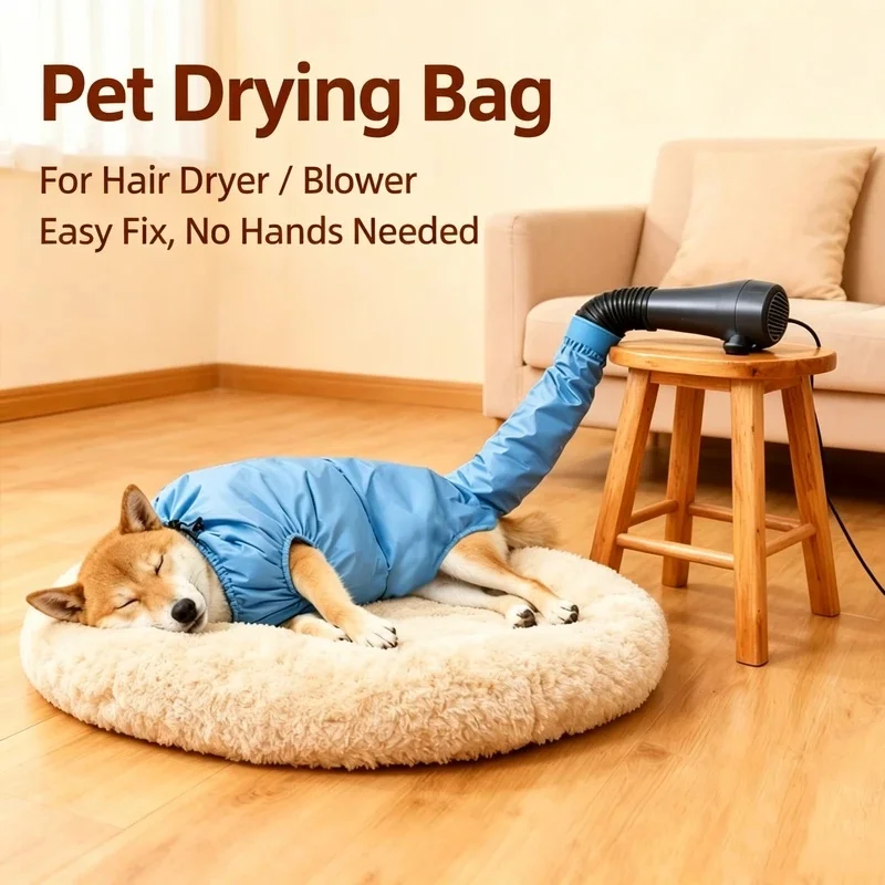 Portable Pet Drying Bag Folding Dog Hair Dryer Box Blow Bag Pet Grooming Dry Bag Dog Blowing Cat Bathing Pet Hair Drying Clothes