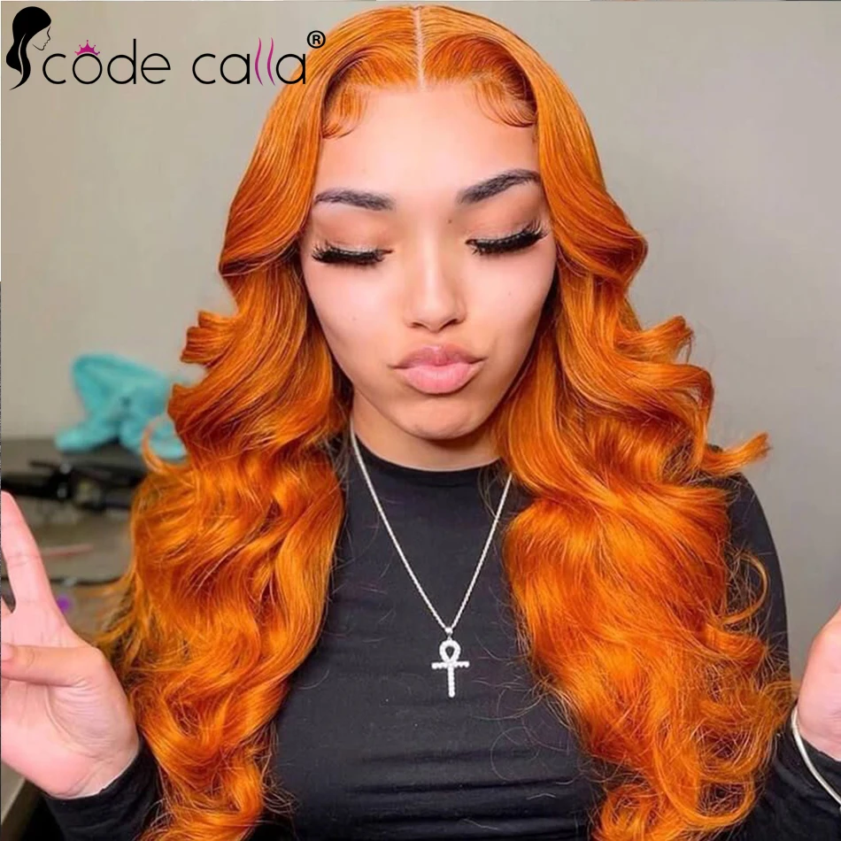 

Body Wave Colored Orange Ginger Human Hair Wigs 30 Inch 13×4 4×4 Hd Lace Frontal Wig For Women Pre Plucked Brazilian On Sale