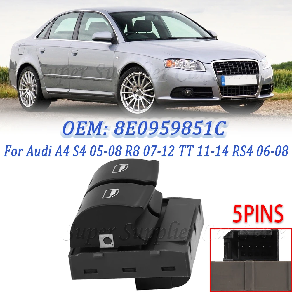 

Для Audi A4 S4 2005-2008 R8 2007-2012 TT 2011-2014 RS4 2006-2008 Автомобильная кнопка переключения стеклоподъемника, новый 8E0959851C