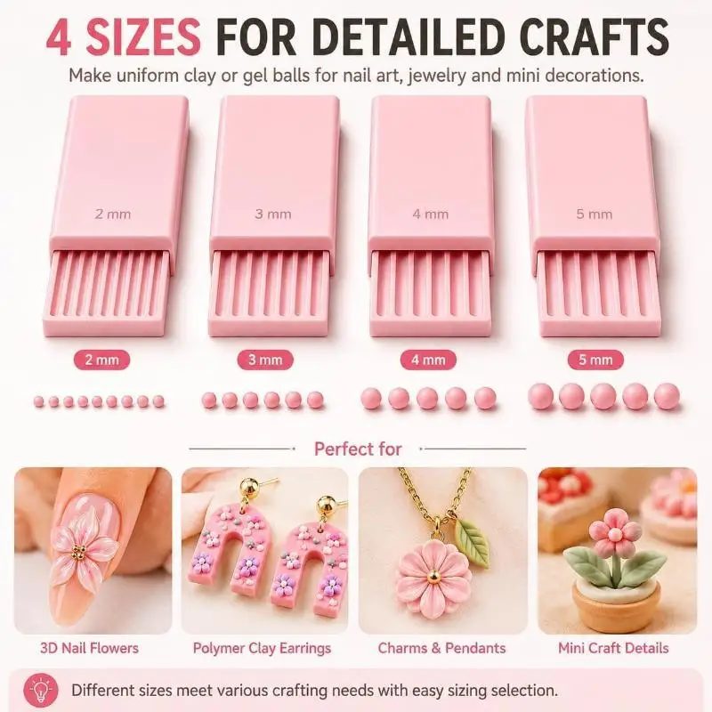 Clay Jewelry Making Mould Tool 4Pcs 2-5mm Rubbing Strip Ball Soft Ceramic Clay Rapid Molding Accessory Kit