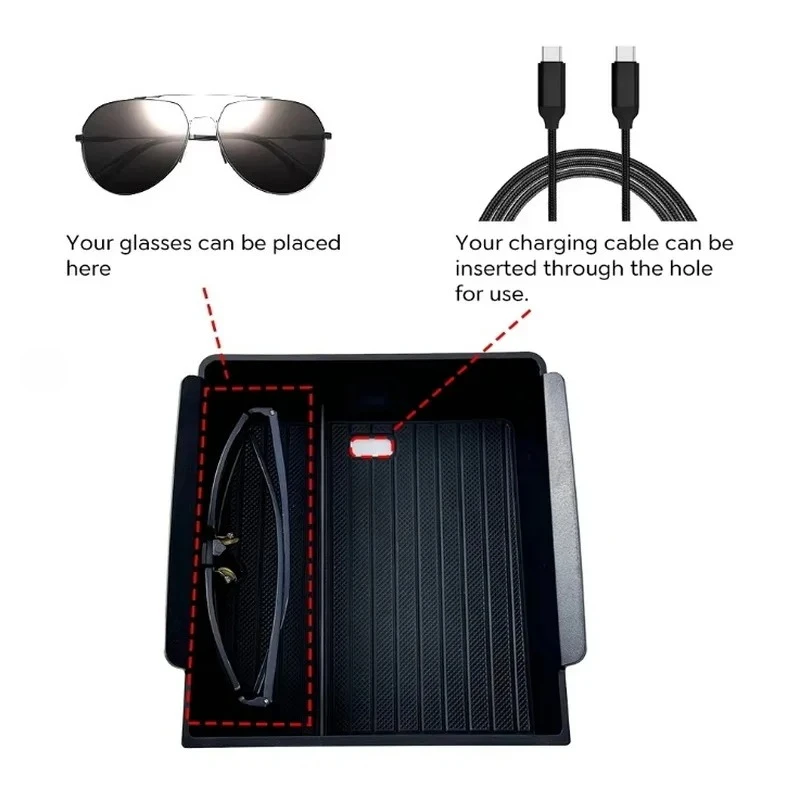 Для Tesla Model Y Launch Juniper 2025 Model 3 Highland 2024, центральная консоль, ящик для хранения очков, подлокотник, силиконовая накладка