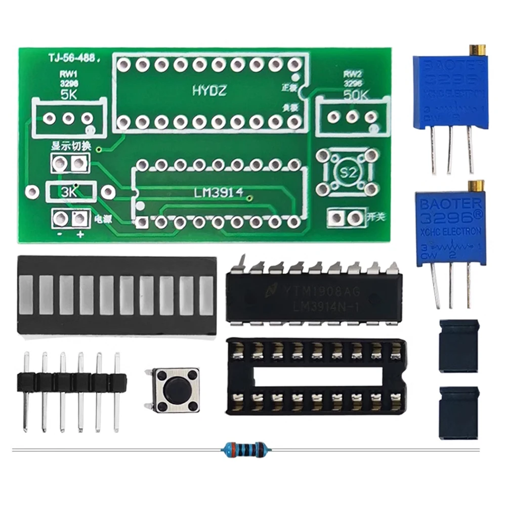 LM3914 3.7V Lithium 12V Battery Capacity Indicator Module DIY Electronic Kit Power Level Tester LED Display Soldering Practice