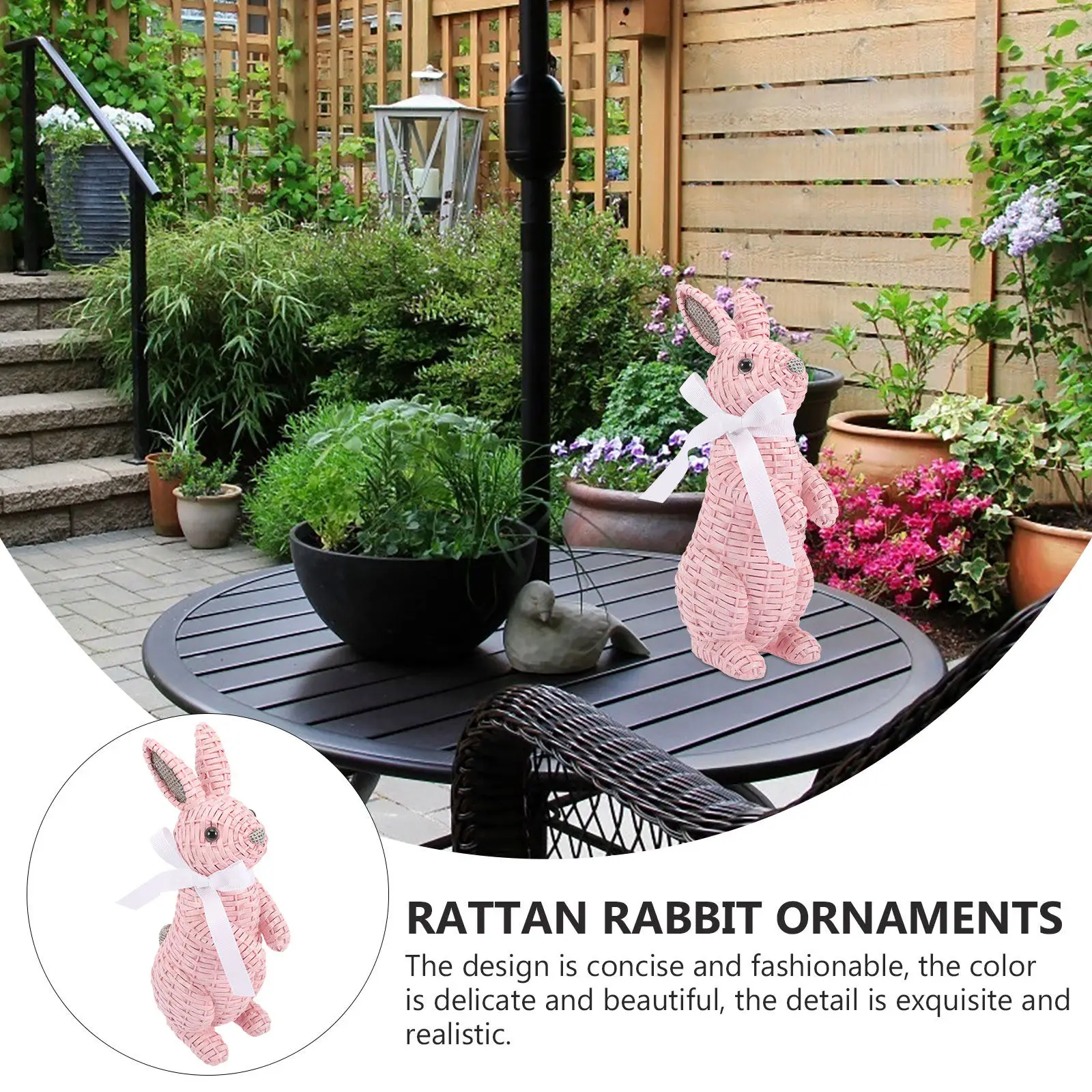 

Bunny Rabbit Decor Handcrafted Woven Garden Ornament for House Yard Patio Desktop Decorative Landscape Fine Workmanship