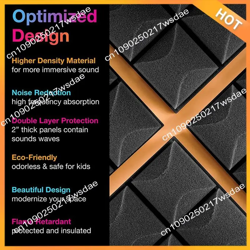 

X08A 12 Piece Acoustic Foam Panels, Soundproofing Insulation Foam, 30X30cm, Polyurethane No Adhesive