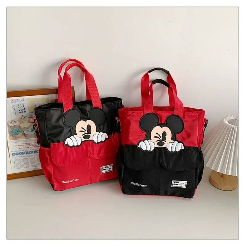 Disney Mickey cute creative cartoon pattern simple large capacity storage shoulder crossbody bag student portable tutoring bag