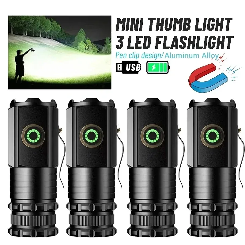 

Уличный магнитный фонарик, 3 светодиода, перезаряжаемая технология, несколько режимов освещения, водонепроницаемая конструкция, портативный дизайн, кемпинг