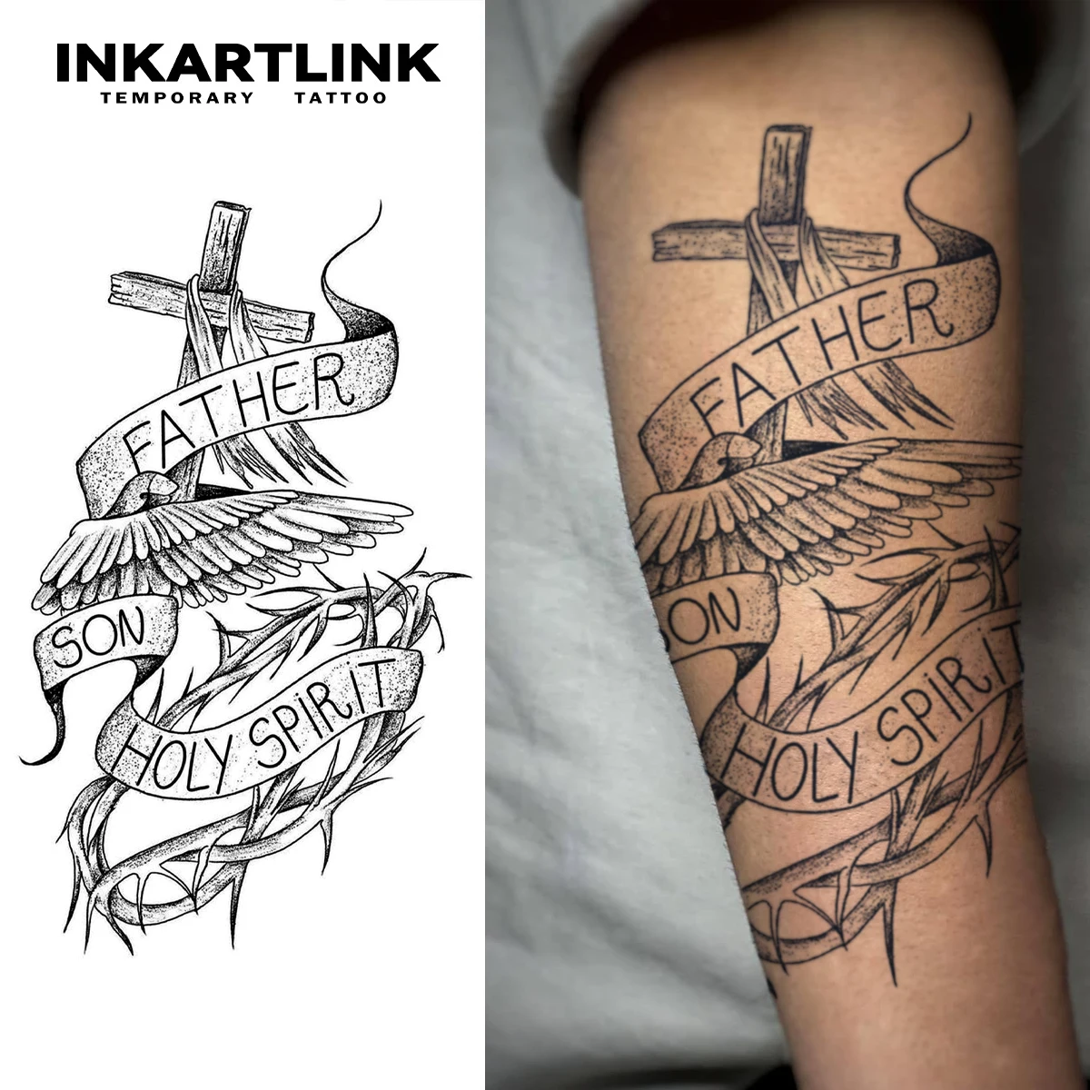 وشم مؤقت متقاطع وأشواك، آخر حتى 15 يومًا، ملصق سحري شبه دائم مقاوم للماء بتقنية جديدة، للمعتقدات الدينية.