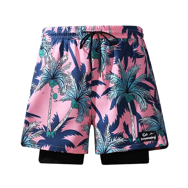 Novo estilo de calção de banho de secagem rápida tamanho grande boxer maiô primavera quente calças de praia masculino e feminino troncos de natação