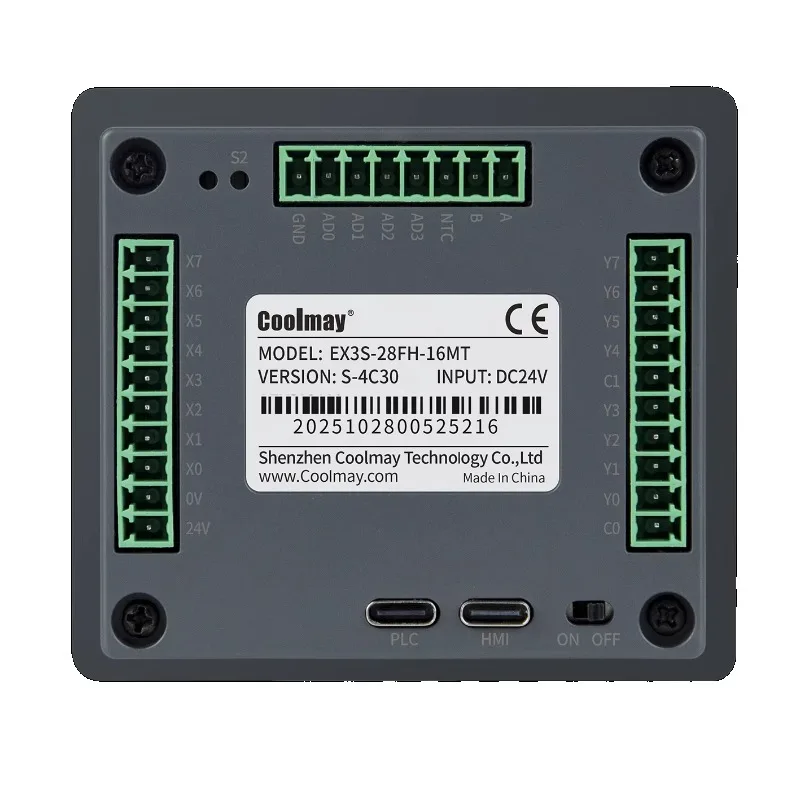 【Smart】 Brand Transistor Digital EX3S-28FH-16MT The Smallest Size 2.8inch 4 Analog Input HMI PLC Programming All