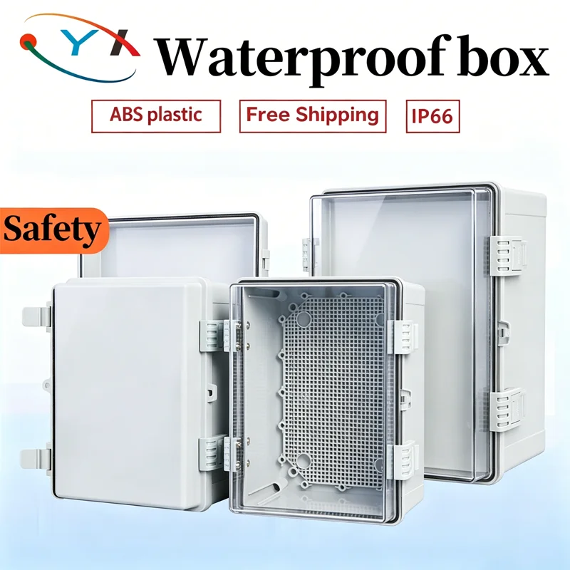 IP66 Gray/Transparent Electronic Box Instrument Hinge Case Waterproof Outdoor Distribution Enclosure Case PC Plastic