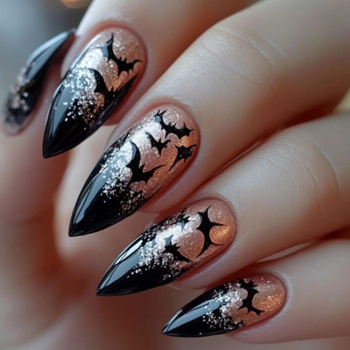 24 Uds. De tela de araña en polvo brillante francés rojo, uñas postizas de almendra de longitud media, diamantes de imitación, puntas de uñas postizas usables