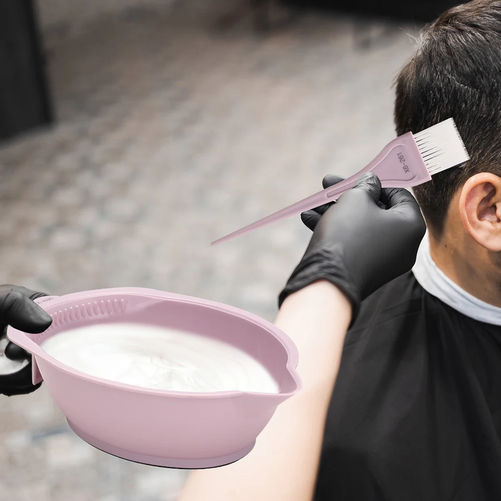 ร้านตัดผมย้อมผม 3 ชิ้นชุดร้านตัดผมย้อมผมชามผสมแปรงหวีหลายสีย้อมผมอุปกรณ์เสริมเครื่องมือ