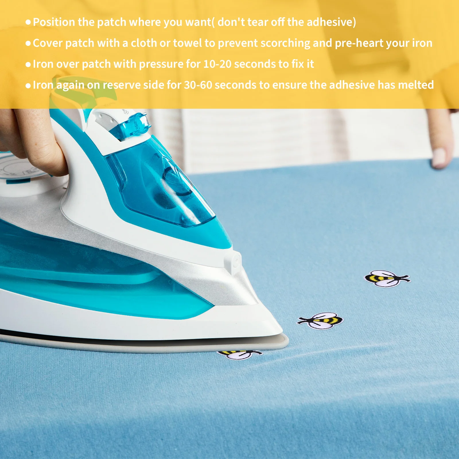 

20pcs Cartoon Bee Embroidered Cloth Patch Iron On Applique For Clothing Bags Hats Repair Craft Diy Accessories Handicraft Sewing