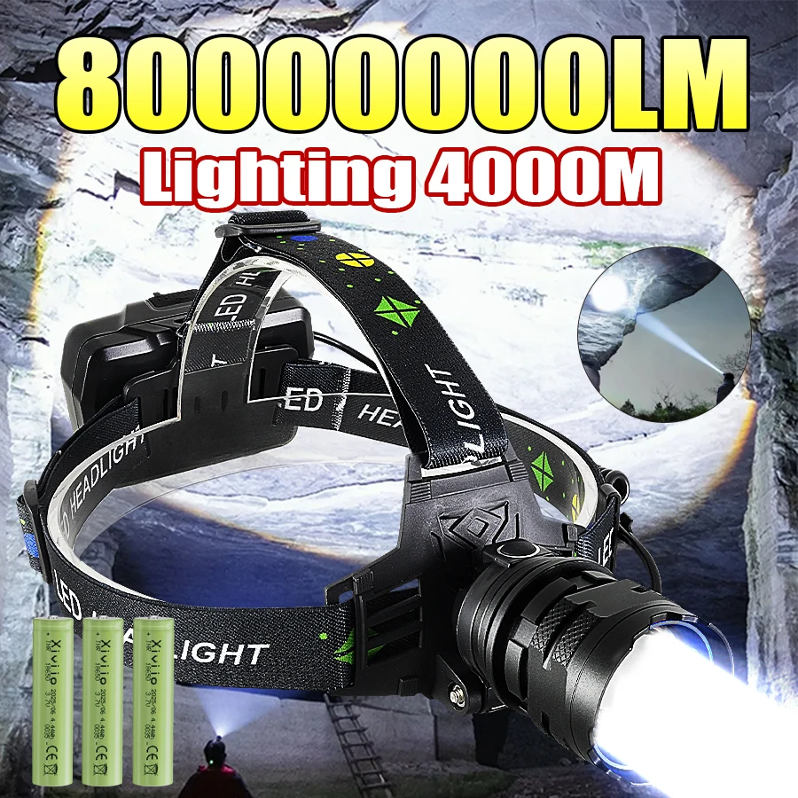 قوية LED رئيس مصباح السوبر مشرق USB قابلة للشحن رئيس ضوء 5 طرق الصيد رئيس الشعلة في الهواء الطلق كشافات للتخييم الصيد