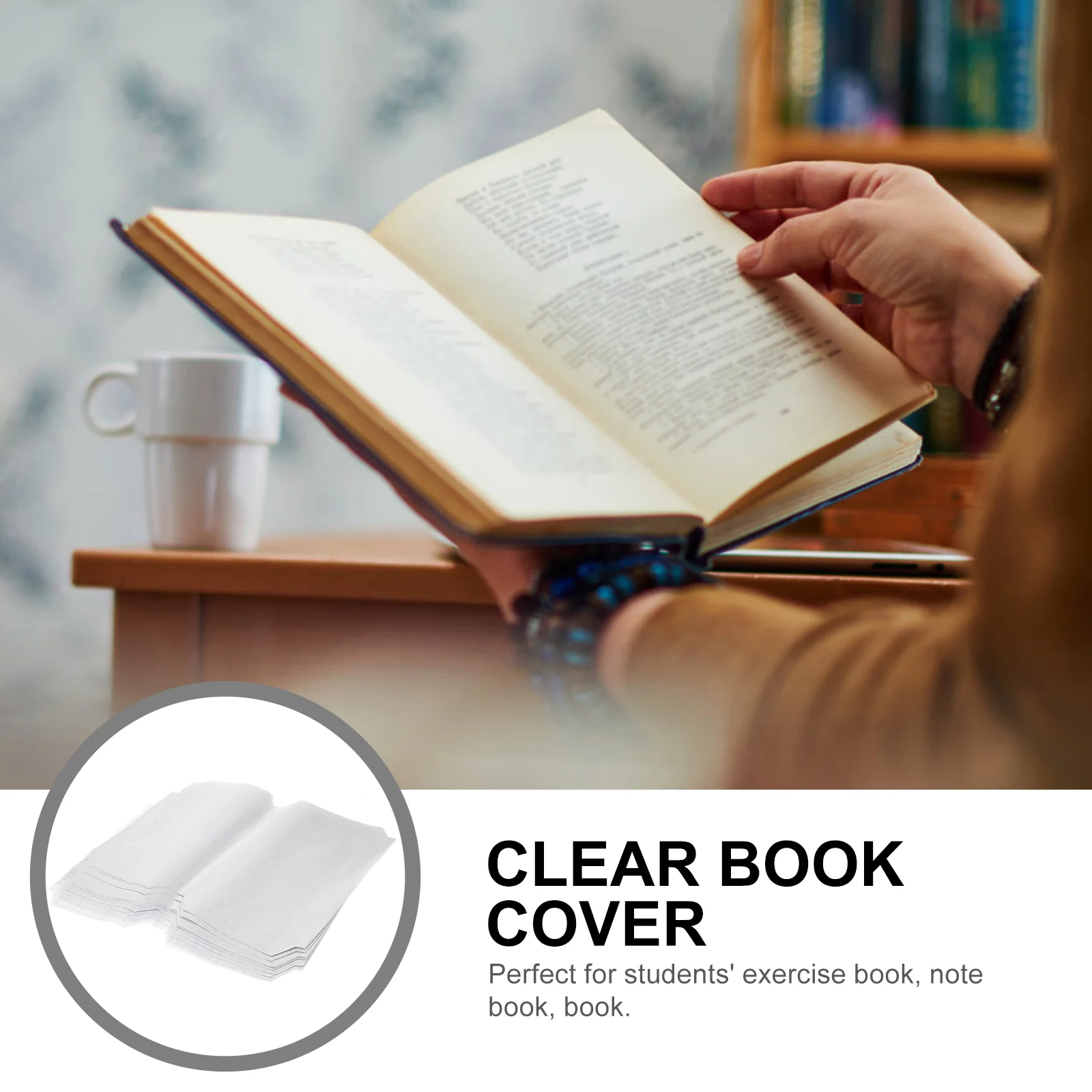 Protectores transparentes para libros, películas protectoras de plástico blanco a prueba de polvo, 20 unidades