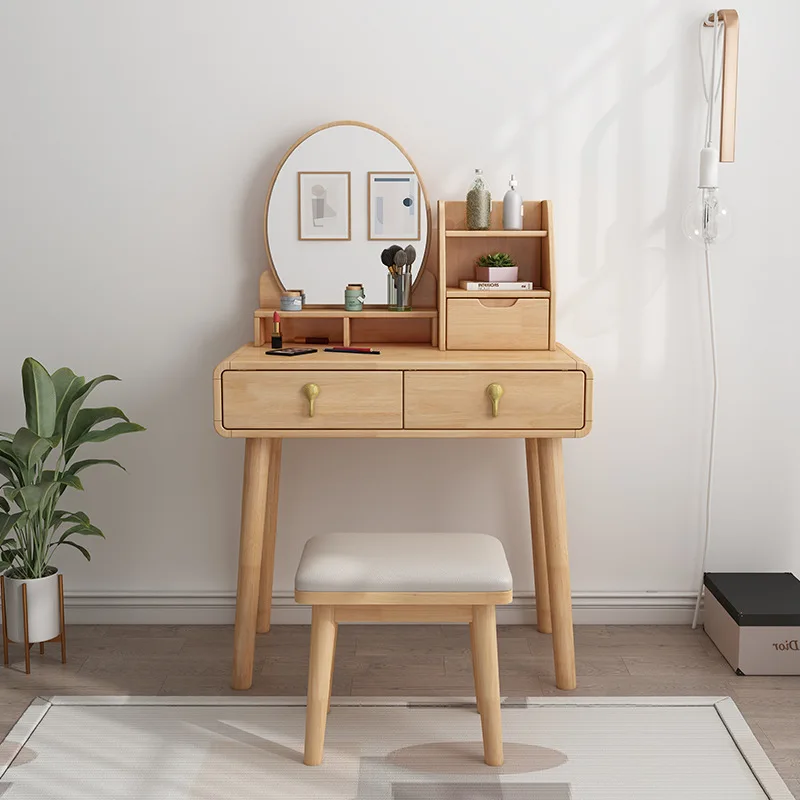 Solid wood bedroom multi-functional with turntable dressing table